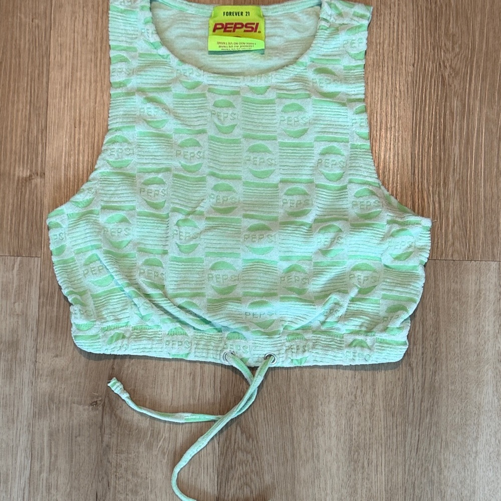 Forever 21 Mint Green Pepsi Cropped Tank Top